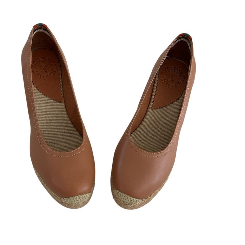 Penelope Chilvers Scoop Espadrille Platform Wedge Pump, Tan, Size EU40/US9, NWOT